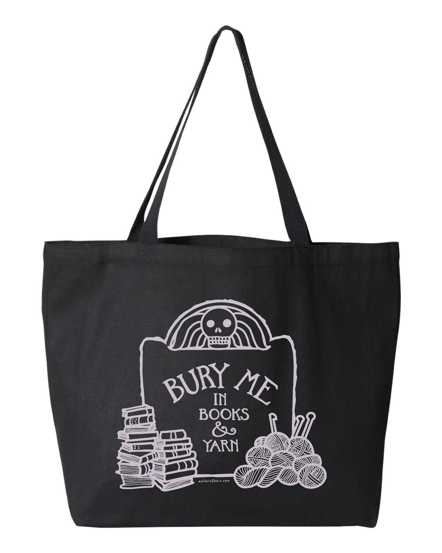 Bury Me in Books & Yarn Bag (Black with Lilac)